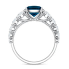 2.8 Carat Cushion Cut London Blue Topaz Solitaire Engagement Ring with Moissanite Side Stones AAA - Rosec Jewels
