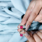 2 Carat Cushion Cut Lab Created Ruby Engagement Ring with Side Stones AAAA - Rosec Jewels