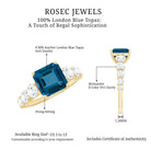 8mm Asscher Cut London Blue Topaz Solitaire Engagement Ring with Moissanite AAA - Rosec Jewels