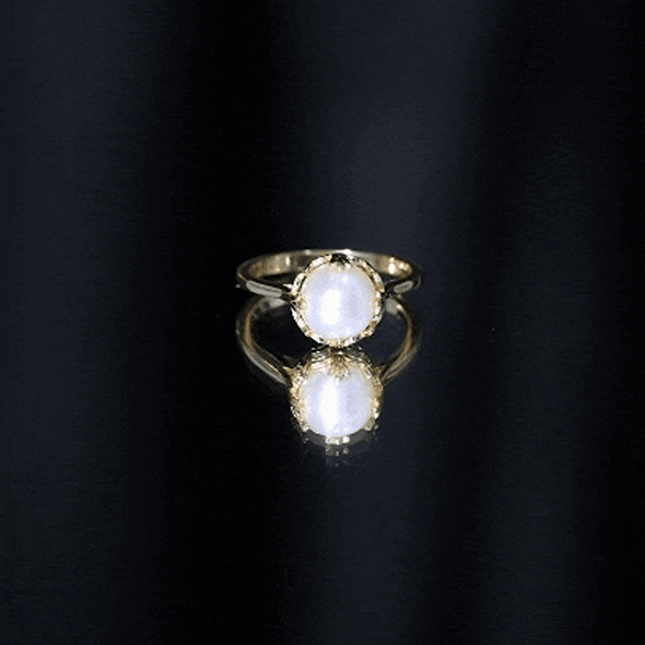 Rosec Jewels-Cultured 7.4 Carat Freshwater Pearl Solitaire Engagement Ring
