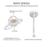 Cultured 7.4 Carat Freshwater Pearl Solitaire Engagement Ring AAA - Rosec Jewels
