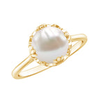 Cultured 7.4 Carat Freshwater Pearl Solitaire Engagement Ring AAA - Rosec Jewels