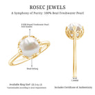 Cultured 7.4 Carat Freshwater Pearl Solitaire Engagement Ring AAA - Rosec Jewels