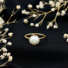 Cultured 7.4 Carat Freshwater Pearl Solitaire Engagement Ring AAA - Rosec Jewels