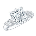 8 MM Asscher Cut Moissanite Solitaire Engagement Ring in Petal Prong Setting D-VS1 - Rosec Jewels