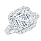 Certified 9 MM Asscher Cut Moissanite Halo Engagement Ring D-VS1 - Rosec Jewels