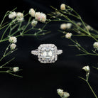 Certified 9 MM Asscher Cut Moissanite Halo Engagement Ring D-VS1 - Rosec Jewels