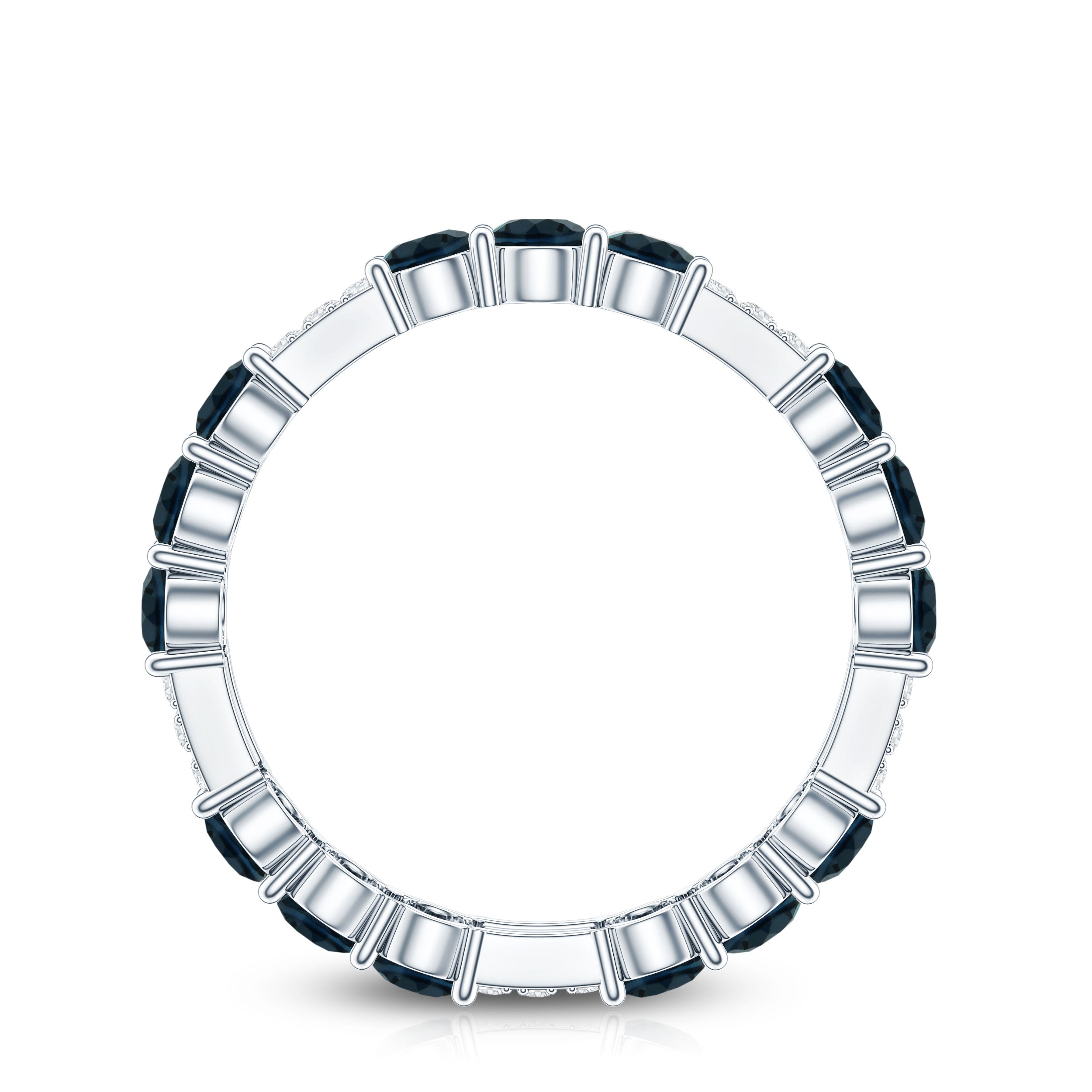London Blue Topaz and Diamond Designer Full Eternity Band AAA - Rosec Jewels