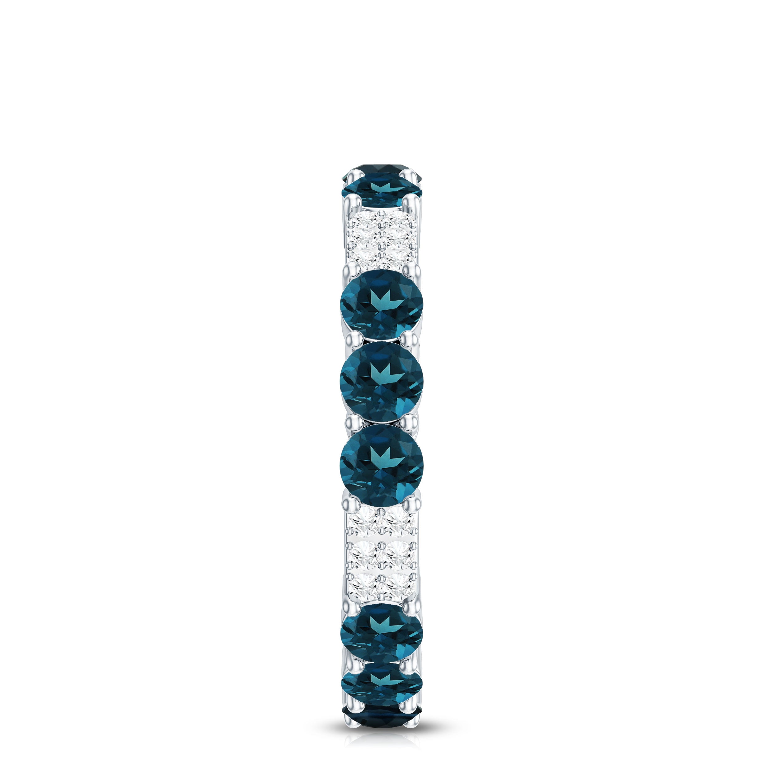 London Blue Topaz and Diamond Designer Full Eternity Band AAA - Rosec Jewels