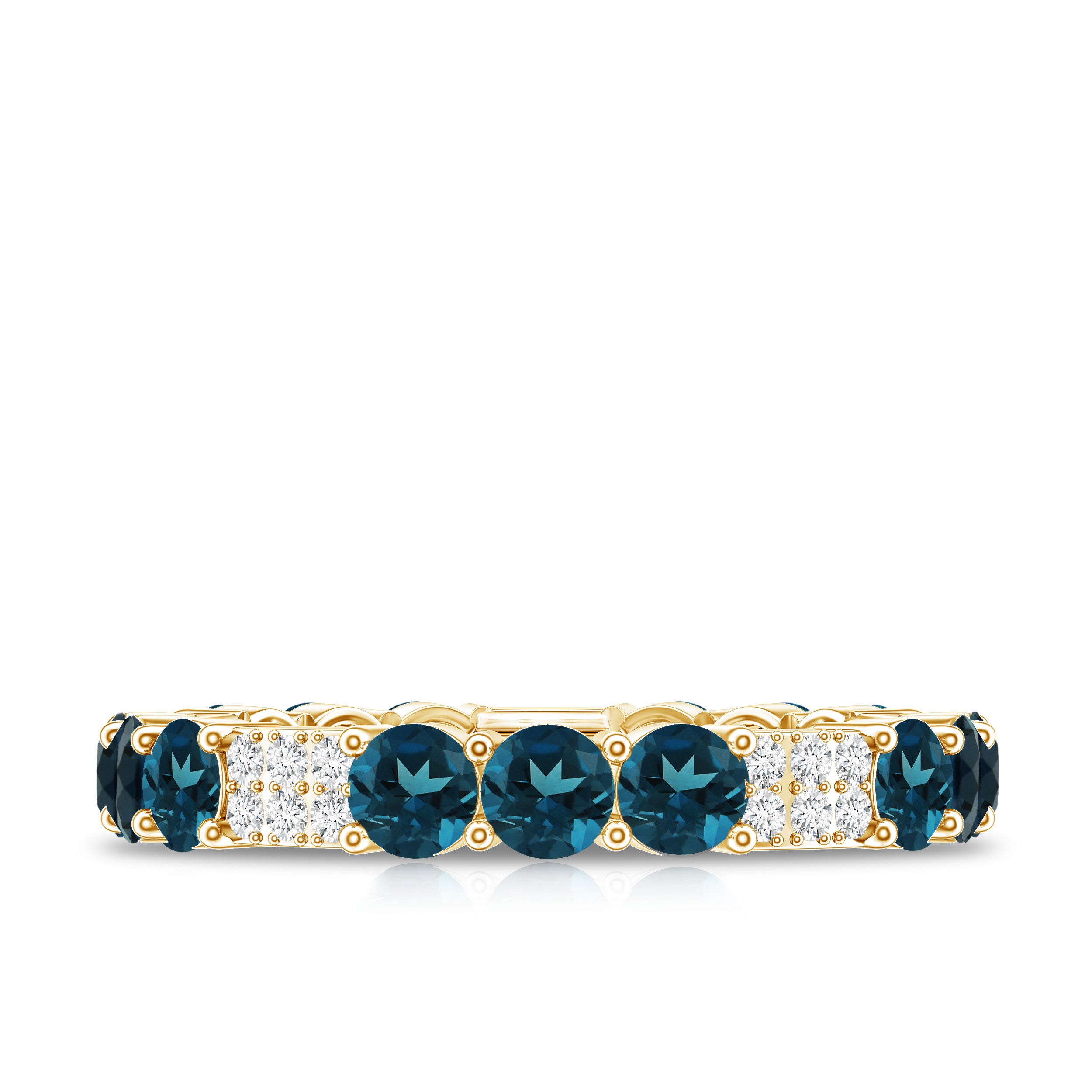 London Blue Topaz and Diamond Designer Full Eternity Band AAA - Rosec Jewels