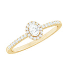 Certified Natural Diamond Oval Engagement Ring with Halo Natural - ( HI-SI ) - Rosec Jewels