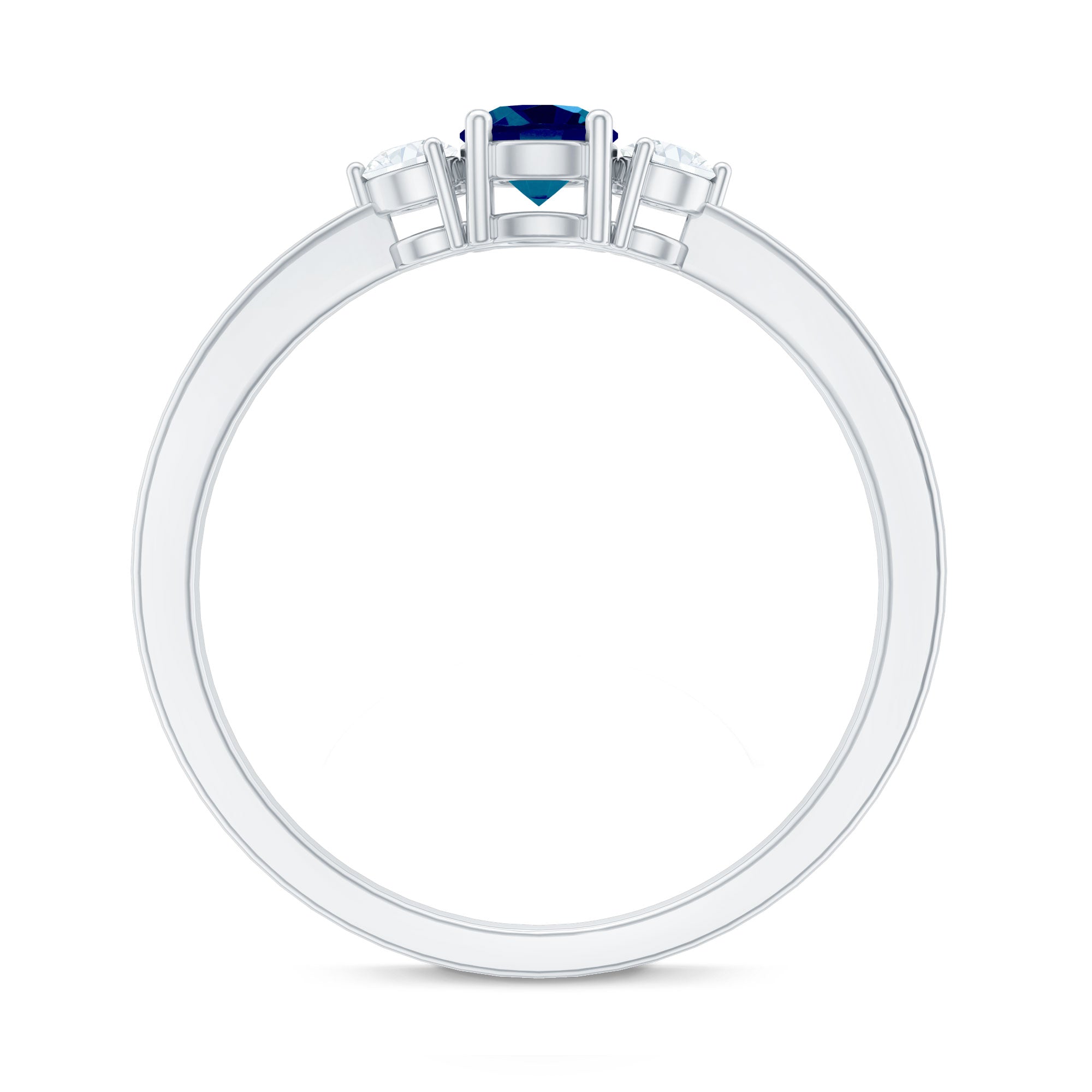 5mm London Blue Topaz Proposal Ring with Diamond AAA - Rosec Jewels