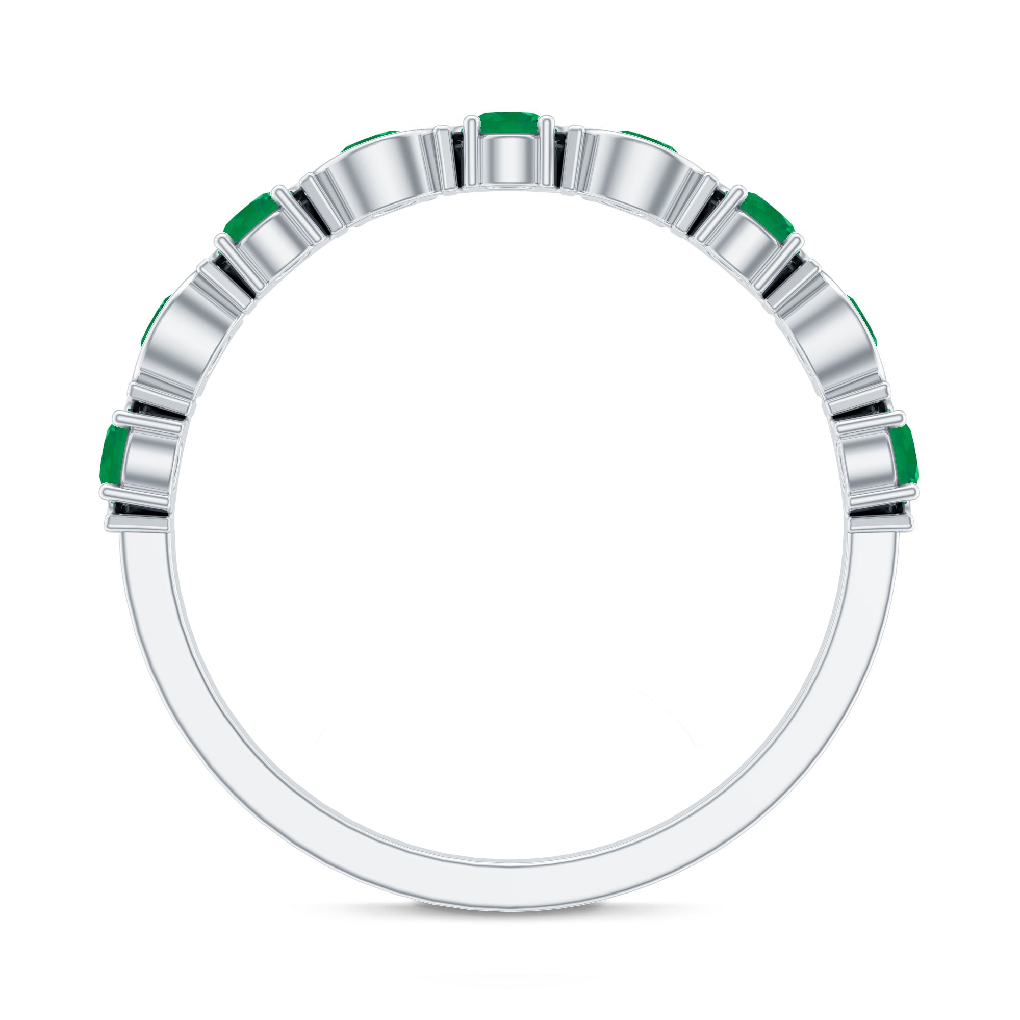 Natural Green Emerald Half Eternity Stackable Ring AAA - Rosec Jewels