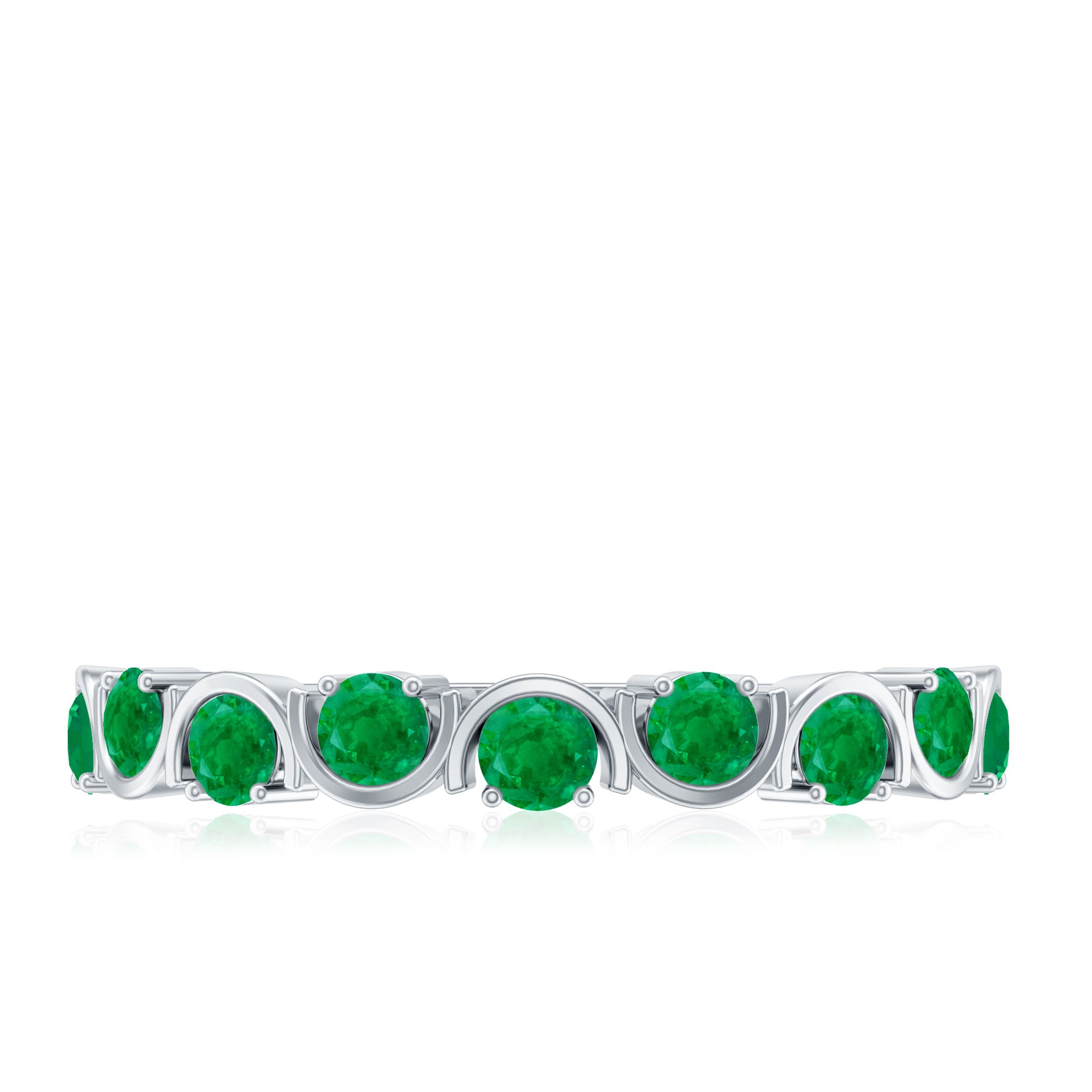 Natural Green Emerald Half Eternity Stackable Ring AAA - Rosec Jewels