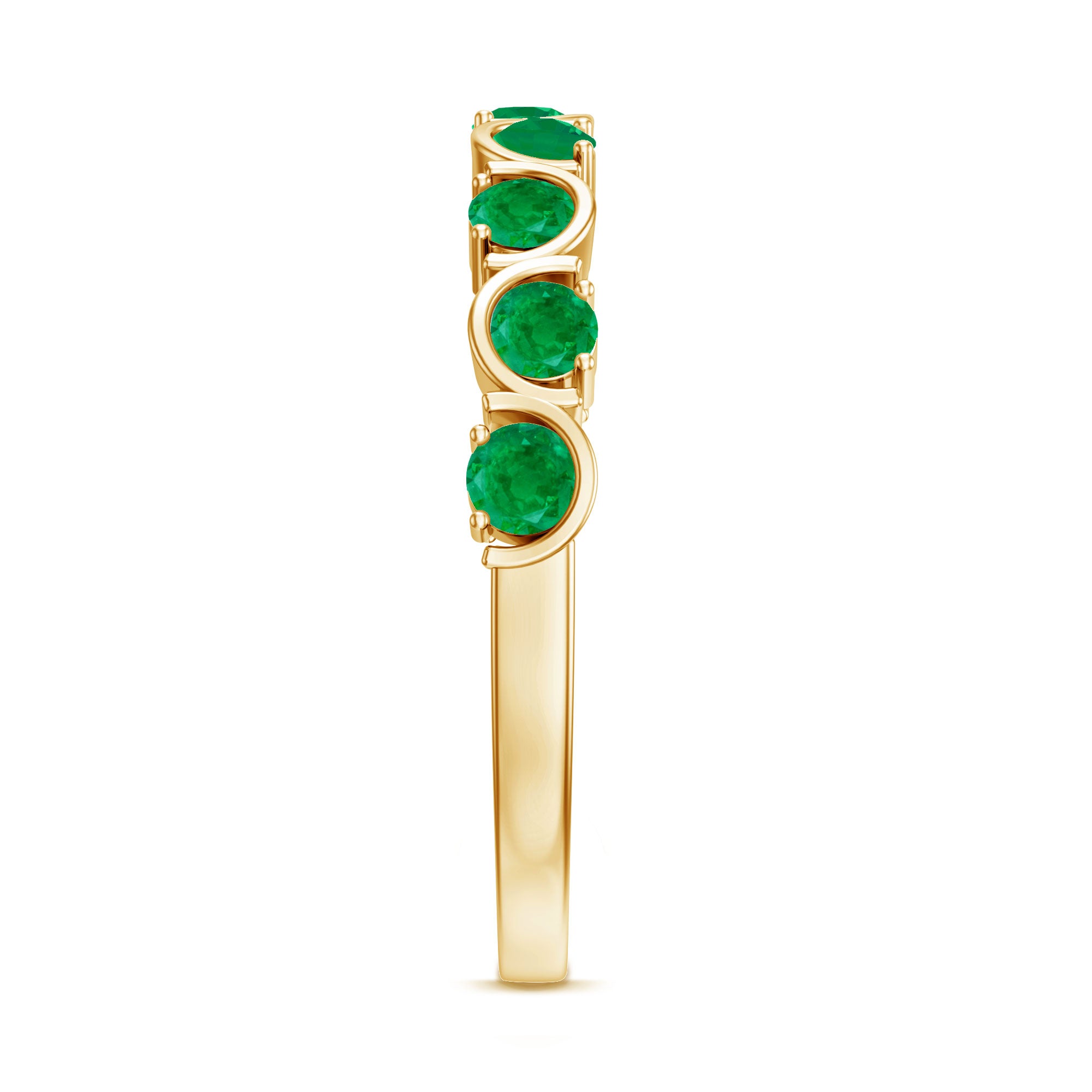 Natural Green Emerald Half Eternity Stackable Ring AAA - Rosec Jewels