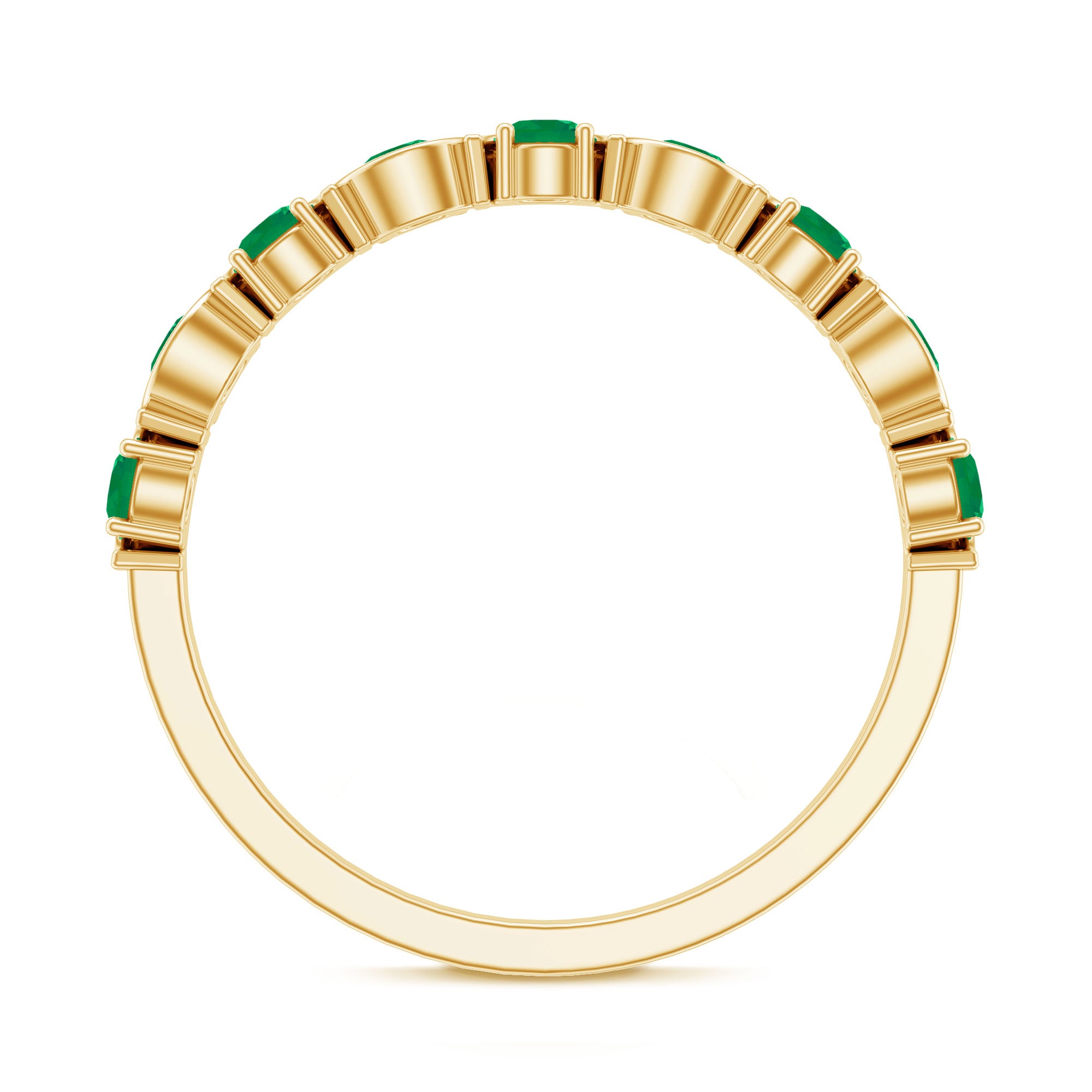 Natural Green Emerald Half Eternity Stackable Ring AAA - Rosec Jewels