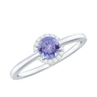 Natural Tanzanite Engagement Ring with Diamond Halo AAA - Rosec Jewels