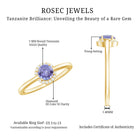 Natural Tanzanite Engagement Ring with Diamond Halo AAA - Rosec Jewels