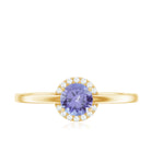 Natural Tanzanite Engagement Ring with Diamond Halo AAA - Rosec Jewels