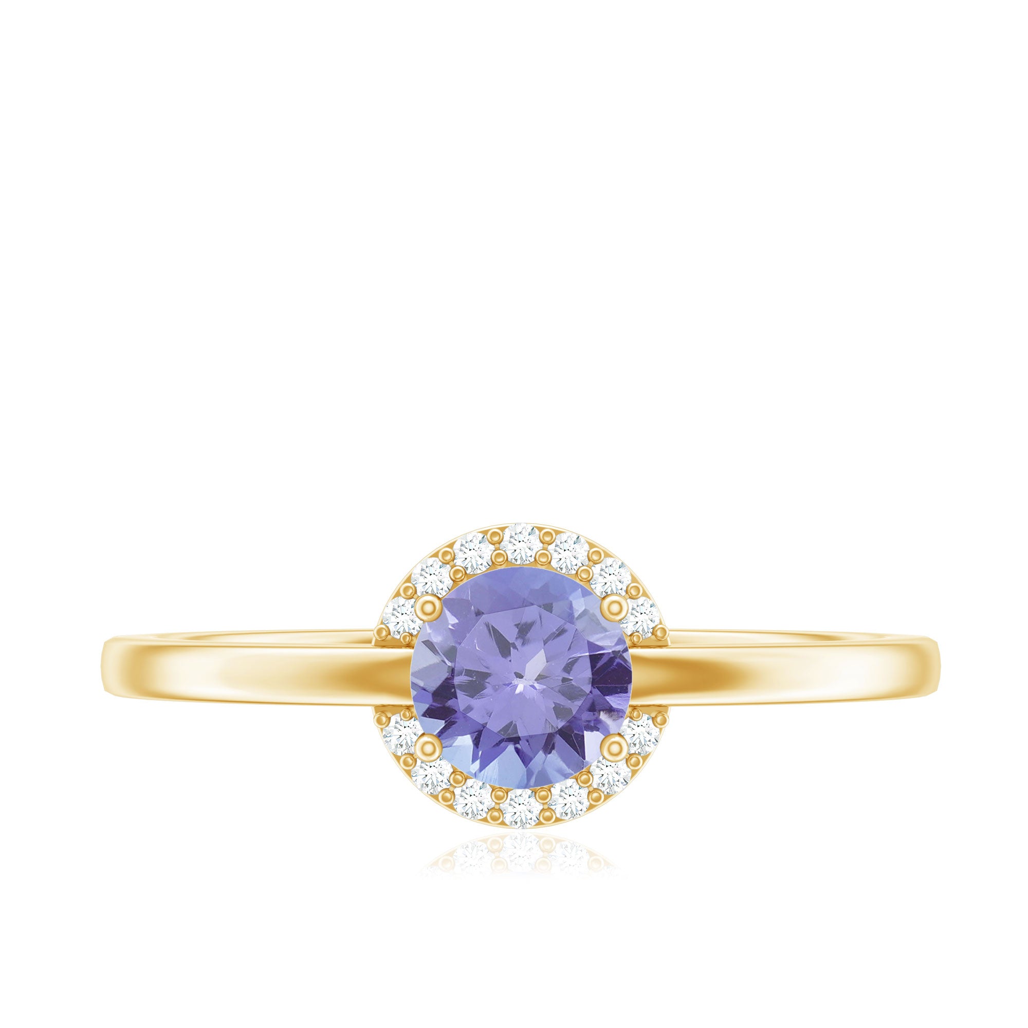Rosec Jewels-Natural Tanzanite Engagement Ring with Diamond Halo