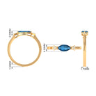4x8mm Marquise cut London Blue Topaz East West Promise Ring with Diamond AAA - Rosec Jewels