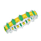 Designer Yellow Sapphire and Emerald Eternity Wedding Band AAA - Rosec Jewels