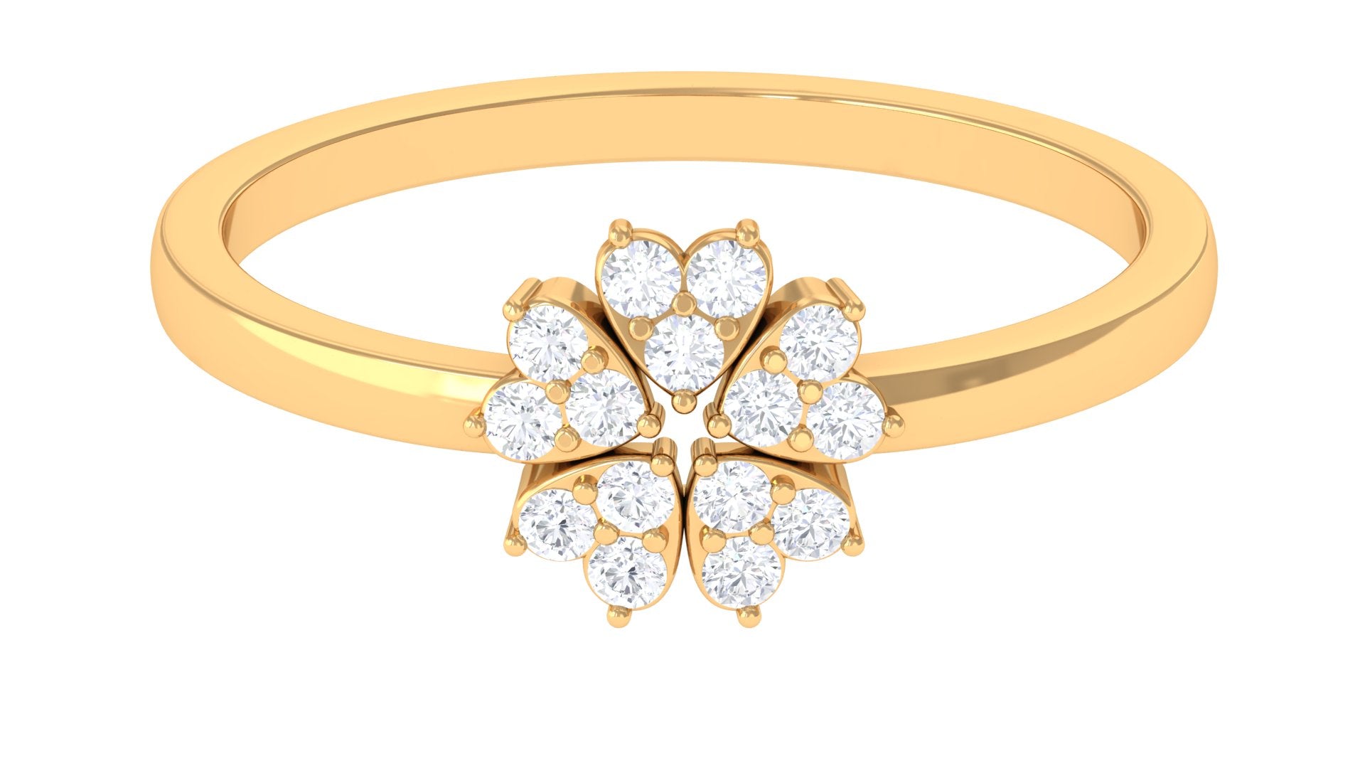 Rosec Jewels-Natural Diamond Flower Promise Ring