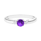 Rosec Jewels-Natural Amethyst Promise Ring with Diamond for Women