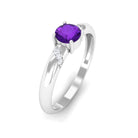 Rosec Jewels-Natural Amethyst Promise Ring with Diamond for Women