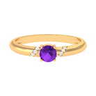 Rosec Jewels-Natural Amethyst Promise Ring with Diamond for Women