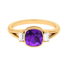 Genuine 2 Carat Amethyst Cushion Cut Engagement Ring with Diamond AAA - Rosec Jewels