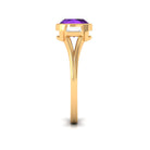 Genuine 2 Carat Amethyst Cushion Cut Engagement Ring with Diamond AAA - Rosec Jewels