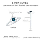 5mm Round London Blue Topaz Flower Promise Ring with Diamond AAA - Rosec Jewels