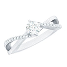 Minimal Diamond Engagement Ring with Crossover Shank Natural - ( HI-SI ) - Rosec Jewels