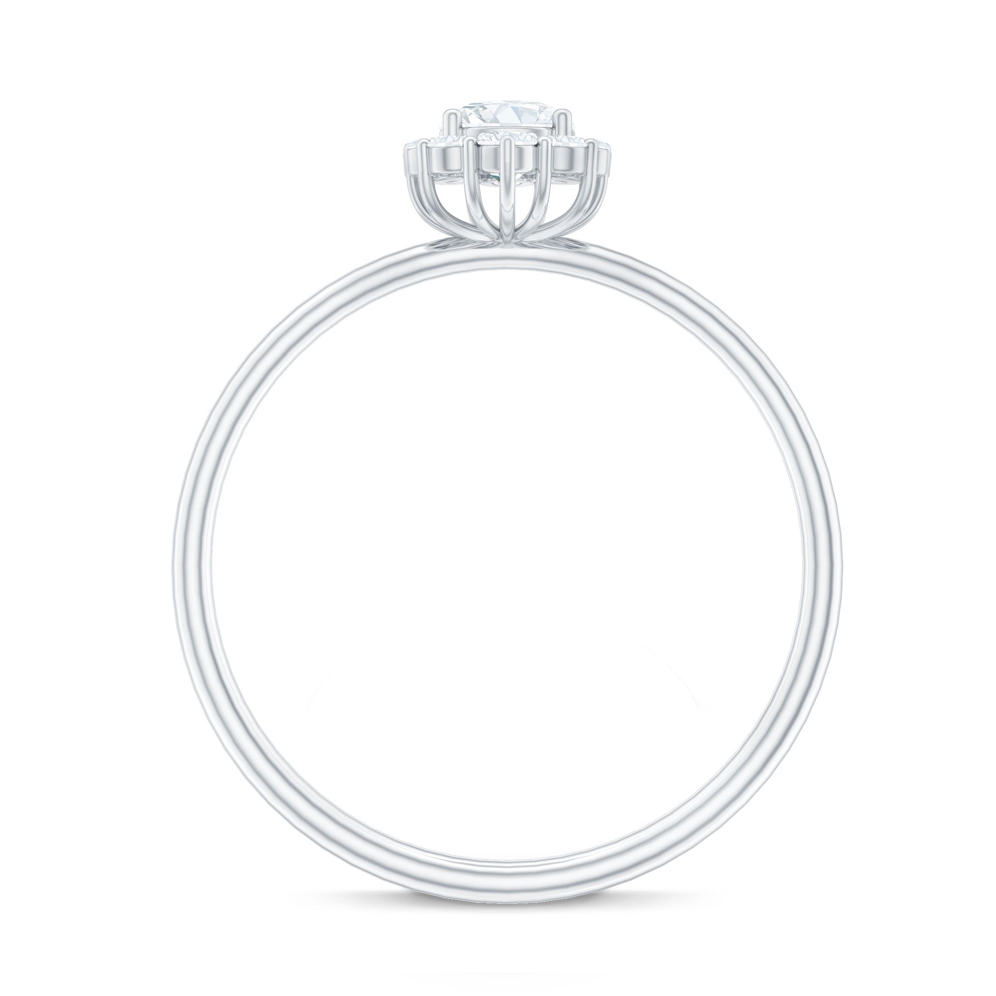Minimal Real Diamond Engagement Ring with Halo Natural - ( HI-SI ) - Rosec Jewels