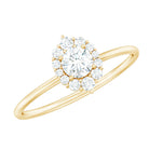 Minimal Real Diamond Engagement Ring with Halo Natural - ( HI-SI ) - Rosec Jewels