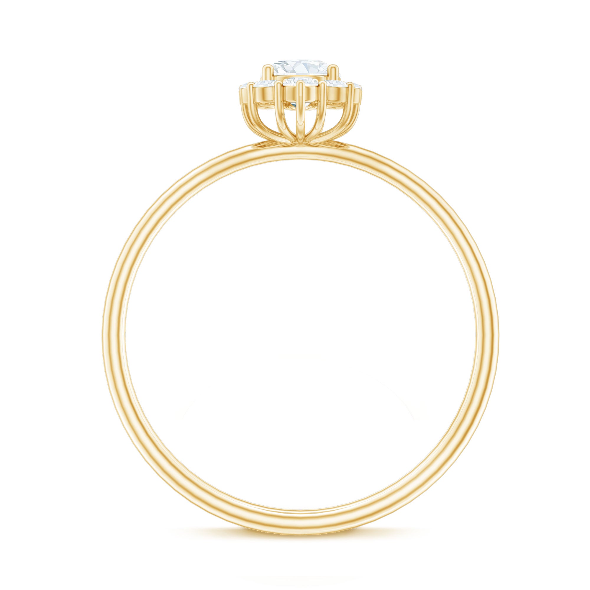 Minimal Real Diamond Engagement Ring with Halo Natural - ( HI-SI ) - Rosec Jewels
