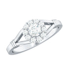 Natural Diamond Halo Engagement Ring with Split Shank Natural - ( HI-SI ) - Rosec Jewels