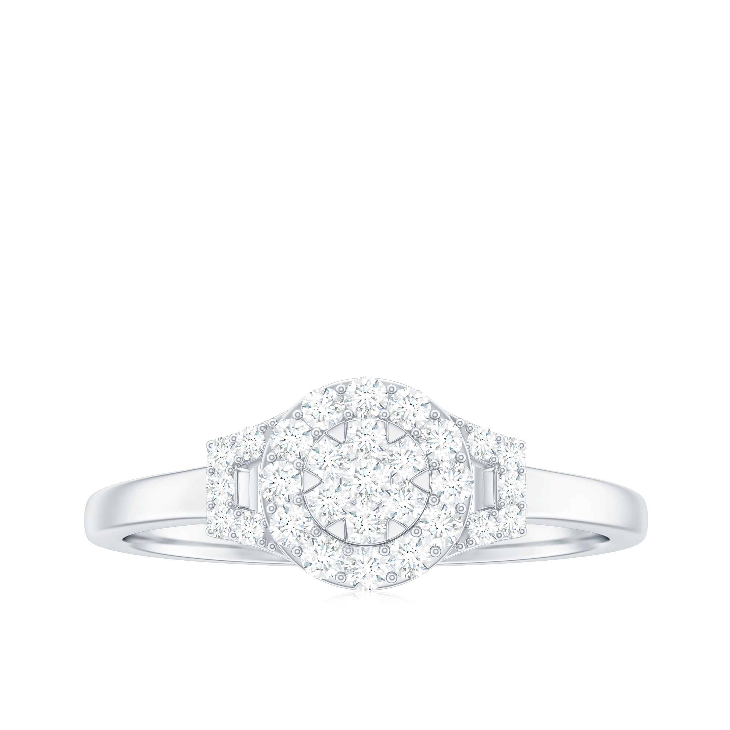 Real Diamond Engagement Ring with Halo Natural - ( HI-SI ) - Rosec Jewels