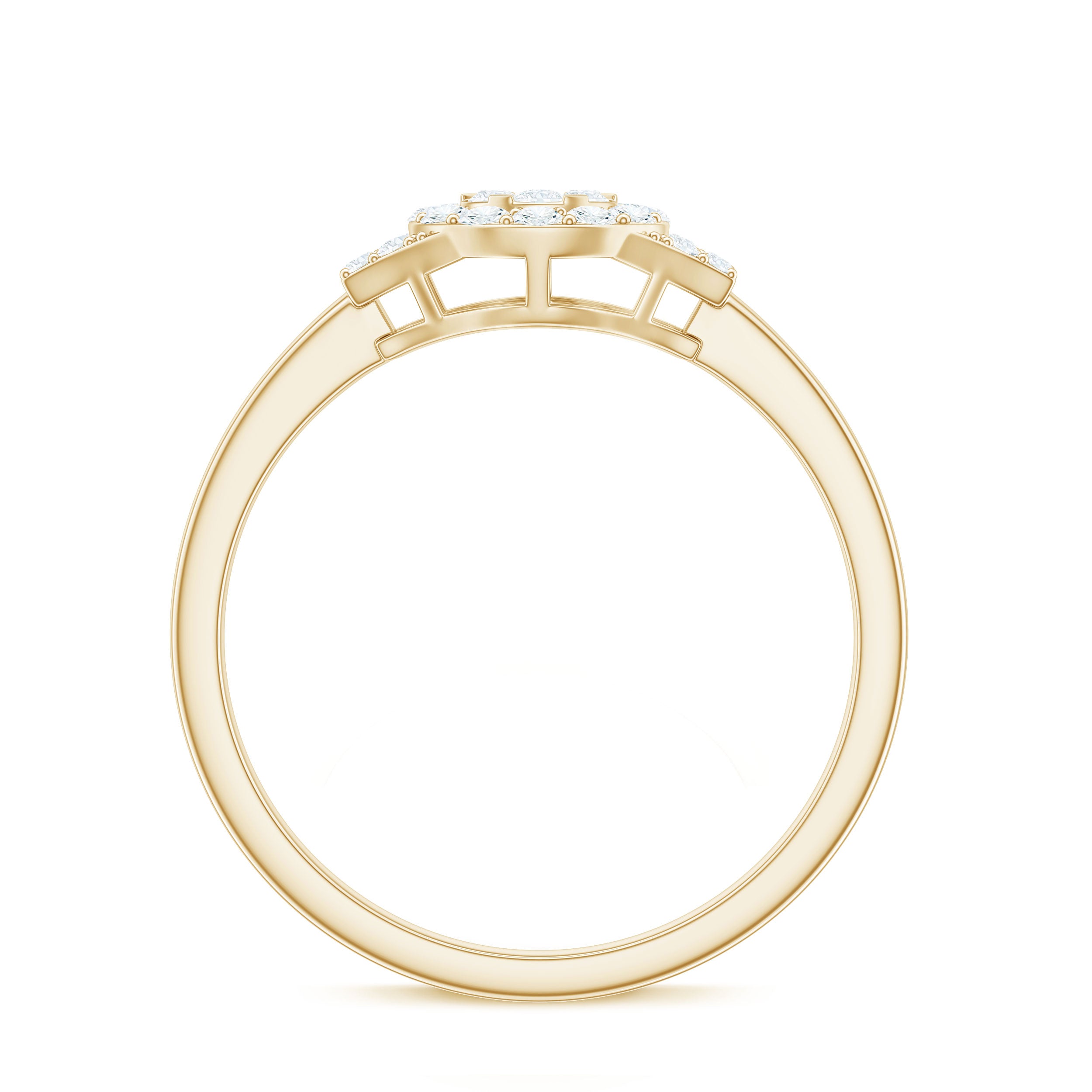 Real Diamond Engagement Ring with Halo Natural - ( HI-SI ) - Rosec Jewels