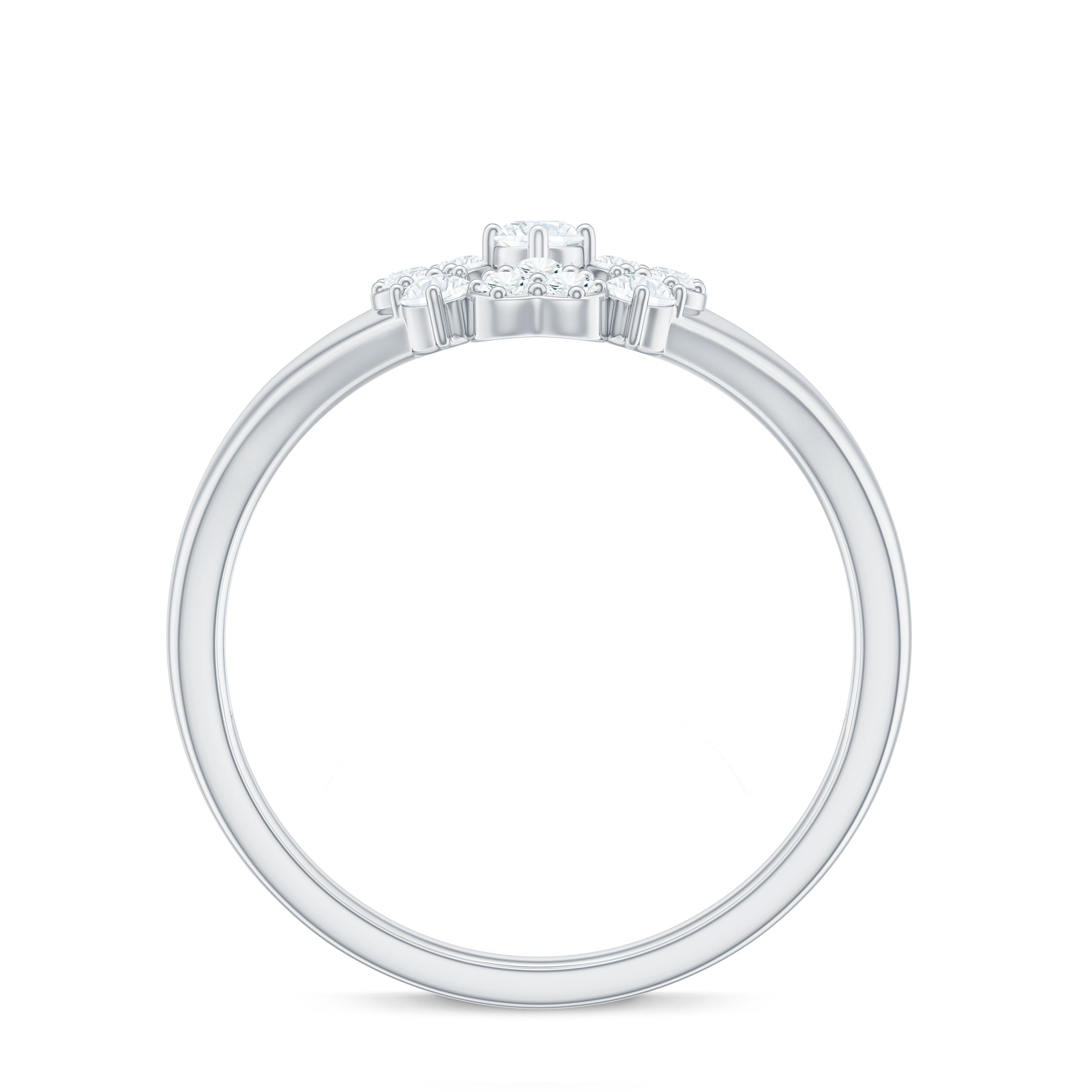 Natural Diamond Flower Engagement Ring in Illusion Set Natural - ( HI-SI ) - Rosec Jewels