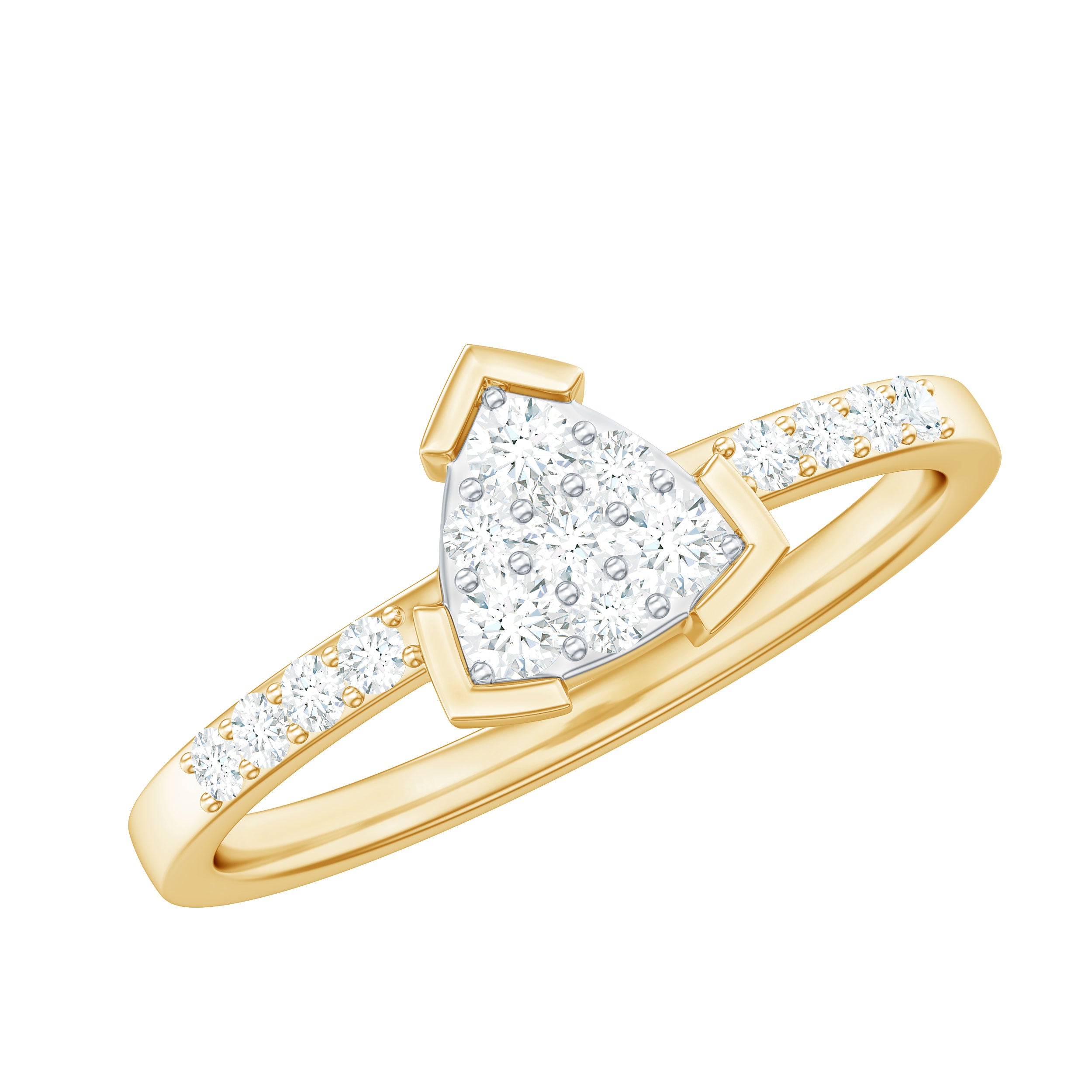 Minimal Diamond Triangular Engagement Ring Natural - ( HI-SI ) - Rosec Jewels