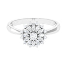 Certified Real Diamond Flower Engagement Ring Natural - ( HI-SI ) - Rosec Jewels