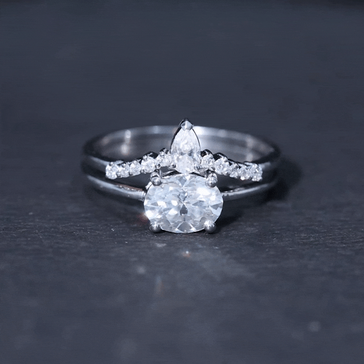 Certified 6X8 MM Oval Lab Grown Diamond Engagement Ring With Enhancer Lab - ( EF-VS ) - Rosec Jewels