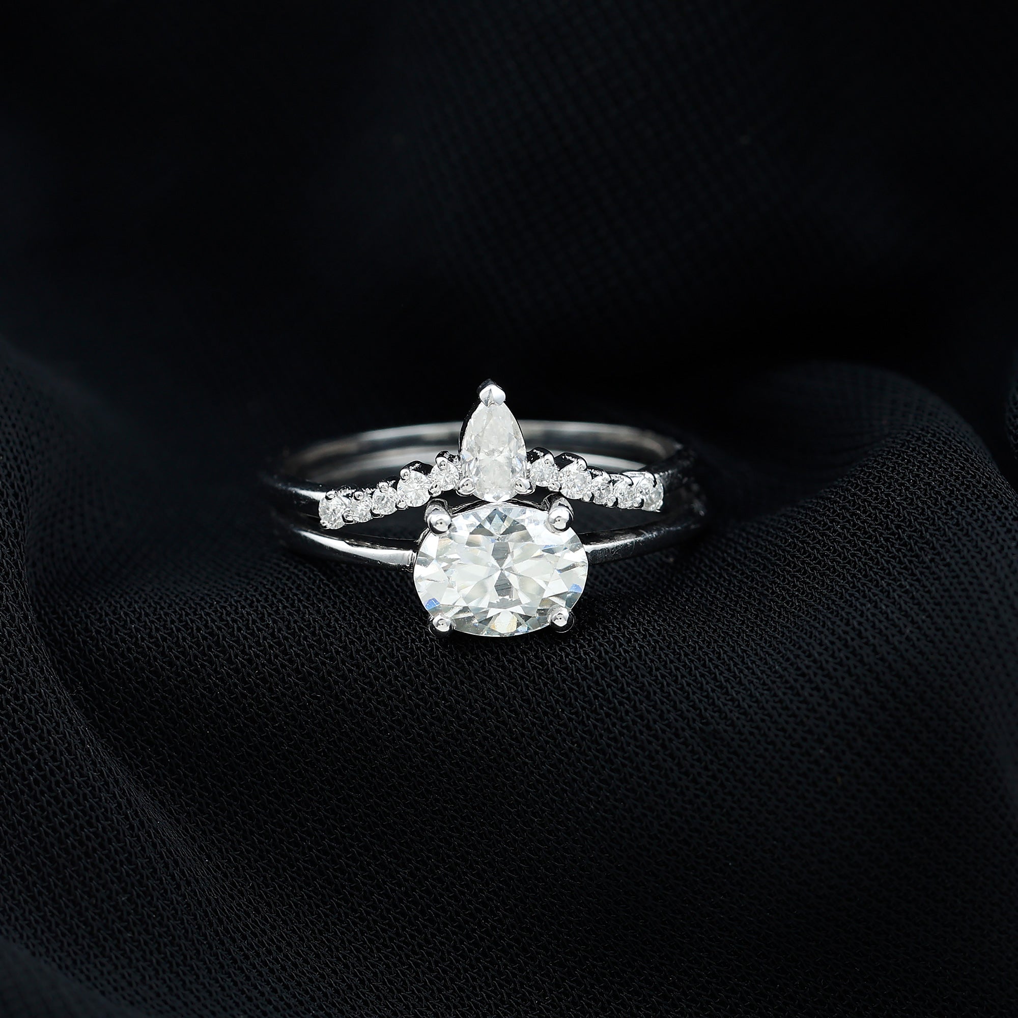 Certified 6X8 MM Oval Lab Grown Diamond Engagement Ring With Enhancer Lab - ( EF-VS ) - Rosec Jewels