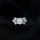 6X8mm Oval Lab Grown Diamond Flower Engagement Ring Lab - ( EF-VS ) - Rosec Jewels