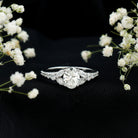 Certified 6X8MM Oval Lab Grown Diamond Engagement Ring With Side Stones Lab - ( EF-VS ) - Rosec Jewels