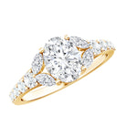 Certified 6X8MM Oval Lab Grown Diamond Engagement Ring With Side Stones Lab - ( EF-VS ) - Rosec Jewels