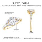 Certified 6X8MM Oval Lab Grown Diamond Engagement Ring With Side Stones Lab - ( EF-VS ) - Rosec Jewels