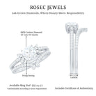 Certified 6 MM Cushion Lab Grown Diamond Engagement Ring with Wedding Band Lab - ( EF-VS ) - Rosec Jewels